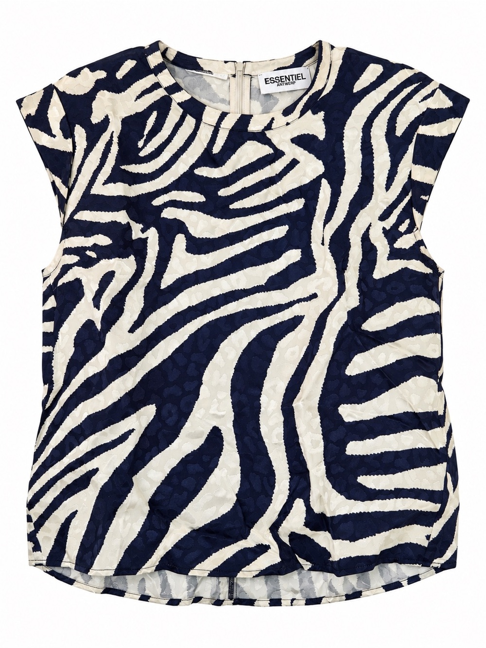 Essentiel Antwerp Feebee Navy Ivory Zebra Jacquard Top Size M